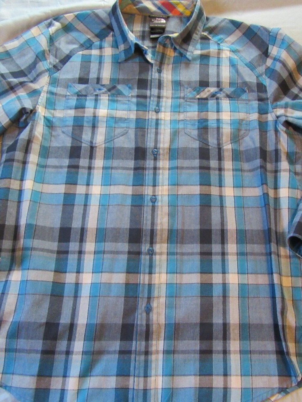 Mens The North Face Long Sleeve Button Up Shirt Sz L Blue